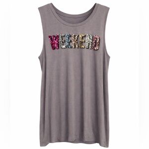 NWT Miss Chievous Gray Weekend Sleeveless Sequin Top